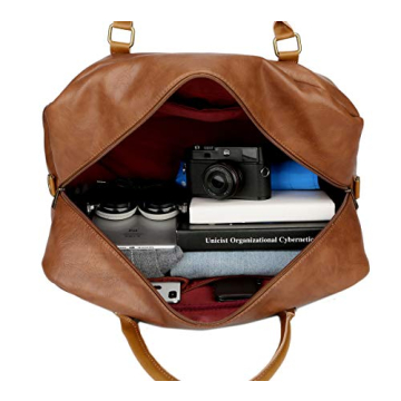 BAOSHA Vegan Leather Travel Duffel Bag - Brown