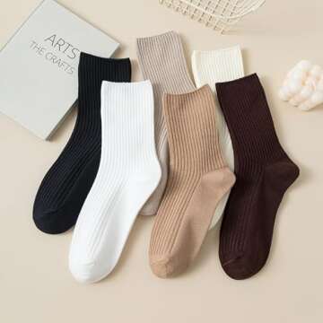 Digoon 6 Pairs of Comfortable Cotton Cute Crew Socks for Women, Long Socks Socks for Girls and Stude...