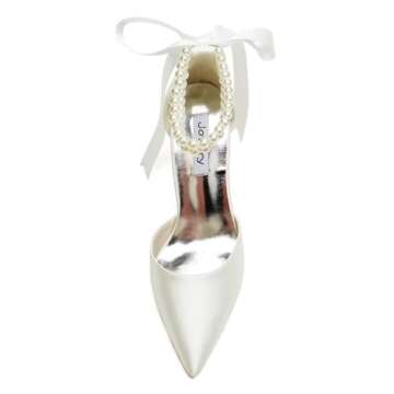 Elegant Block Heel Pearl Wedding Shoes for Brides