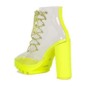 Alrisco Women Transparent Chunky Platform Ankle Boot
