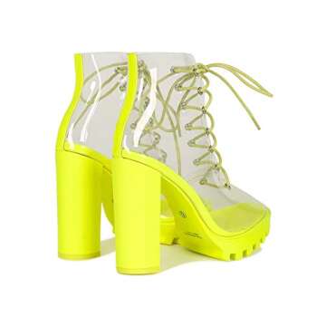 Alrisco Women Transparent Chunky Platform Ankle Boot