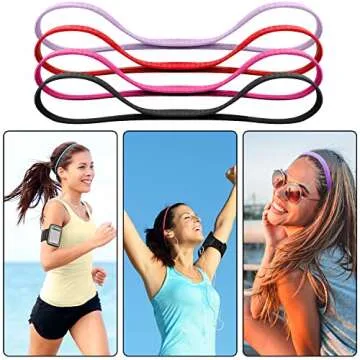 Duufin 28 Pieces Hairband, 28 Colors Non Slip Elastic Headbands for Women Men and Girls, 1cm Wide Polyester Sports Headbands with Silicone Grip for Exercise, Workout, Yoga, Running, 28 Count
