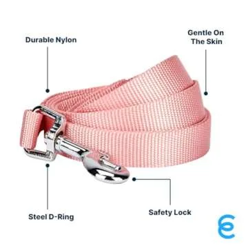 Blueberry Pet Essentials Durable Classic Dog Leash | Basic Nylon Dog Leash | 5ft. x 3/8" X-Small Dog Leash | Baby Pink Dog Leash | Standard Dog Leashes & Lightweight Dog Leash for Training