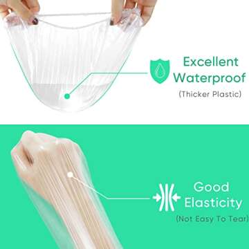 Avando Disposable Shower Caps 200pcs Hair Processing Clear Plastic Caps For Spa Home Use Hotel and Hair Salon Plastic Clear Elastic Bath Cap