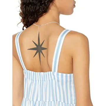 The Drop Women's Britt Tiered Maxi Tent Dress in Blue Bell Stripe