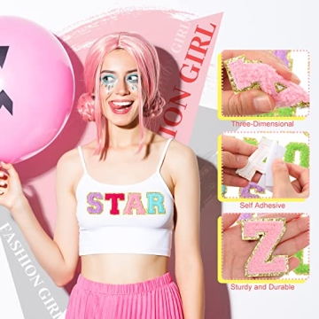 104 Self Adhesive Chenille Letter Patches for DIY Crafts