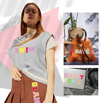 104 Self Adhesive Chenille Letter Patches for DIY Crafts