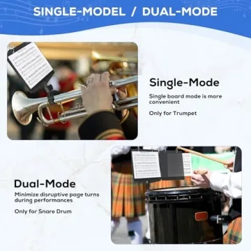 Somivrusa Adjustable 2 in 1 Trumpet & Snare Drum Marching Band Lyre with 10 Pages