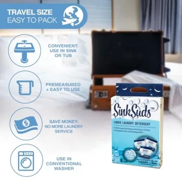 SinkSuds Travel Laundry Detergent TSA Compliant 8 Packets