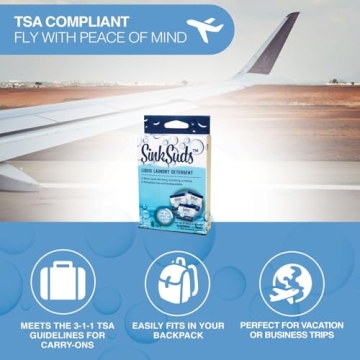 SinkSuds Travel Laundry Detergent TSA Compliant 8 Packets