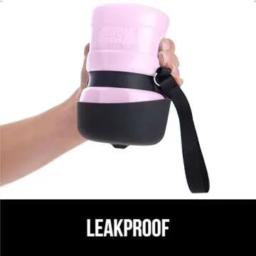 GORILLA GRIP Dog Water Bottle, Portable Water Bowl Dispenser for Dogs, 12 oz Leak Proof Pet Travel Squeeze Bottles, Food Grade Silicone, to Go Puppy Essentials, Hiking Camping Trip Accessories, Pink