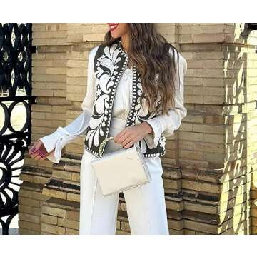 Women Vintage Embroidered Vest Y2k Sleeveless Open Front Linen Top Floral Crochet Flower Cardigan Fashion Vest Top (A-Army Green, XS)