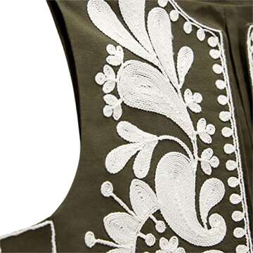 Women Vintage Embroidered Vest Y2k Sleeveless Open Front Linen Top Floral Crochet Flower Cardigan Fashion Vest Top (A-Army Green, XS)