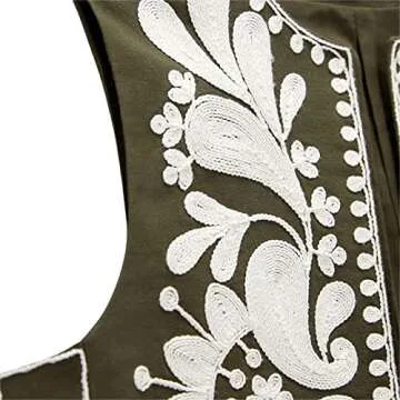 Women Vintage Embroidered Vest Y2k Sleeveless Open Front Linen Top Floral Crochet Flower Cardigan Fashion Vest Top (A-Army Green, XS)