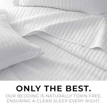 Great Bay Home King Quilt Bedding Set, 3-Piece Lightweight Summer Channel Stitch Quilt Set with Shams, Ultra Soft White Bedspreads, Quilted Bedding Coverlets for All Seasons