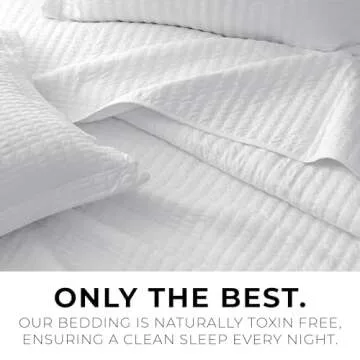 Great Bay Home King Quilt Bedding Set, 3-Piece Lightweight Summer Channel Stitch Quilt Set with Shams, Ultra Soft White Bedspreads, Quilted Bedding Coverlets for All Seasons