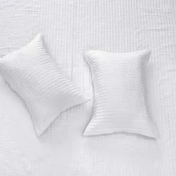 Great Bay Home King Quilt Bedding Set, 3-Piece Lightweight Summer Channel Stitch Quilt Set with Shams, Ultra Soft White Bedspreads, Quilted Bedding Coverlets for All Seasons