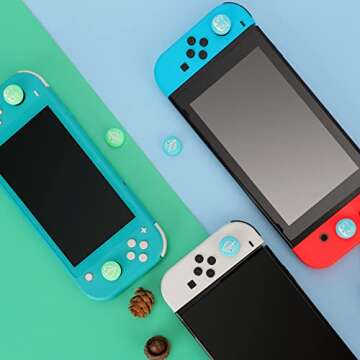 Tscope Cute Thumb Grip Caps for Nintendo Switch/Lite/OLED Controller, for Animal Crossing Kawaii Lea...