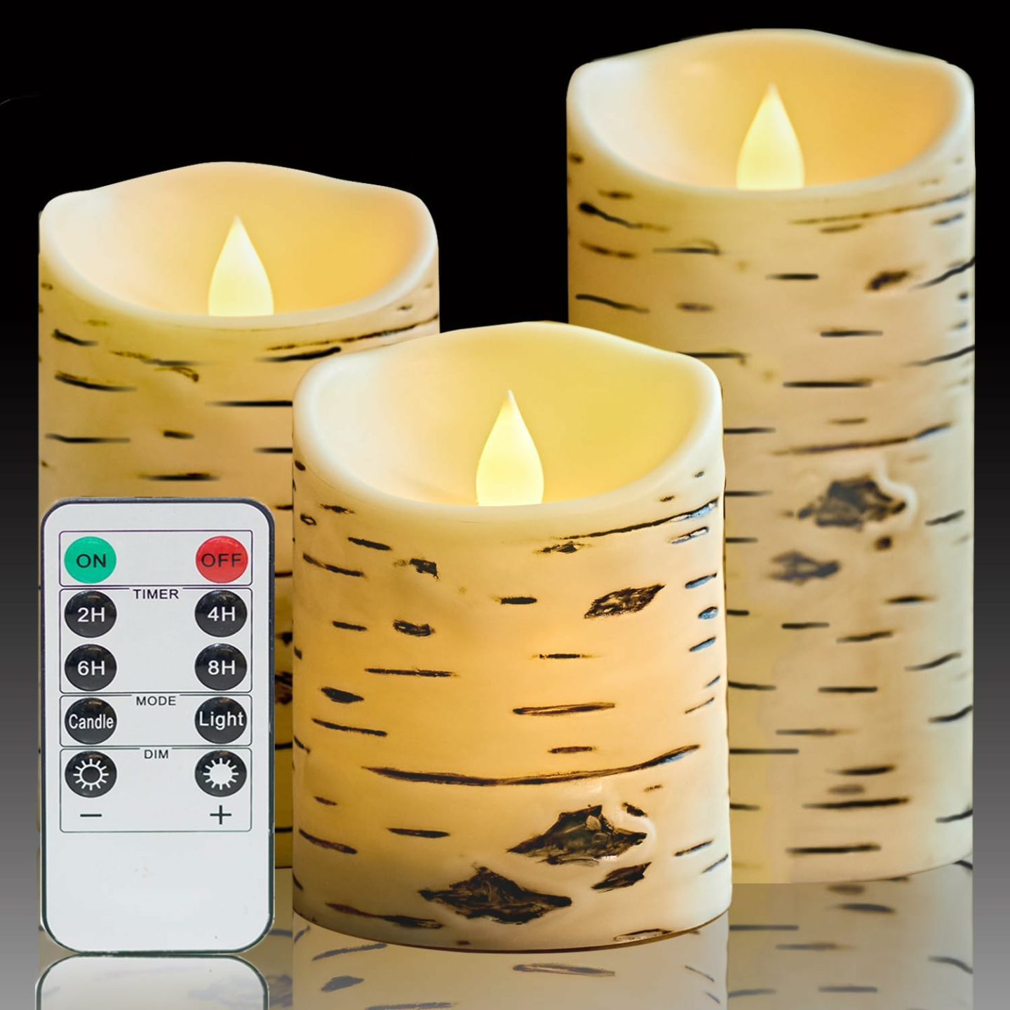 Birch Bark LED Candles - Flameless & Remote Controlled
