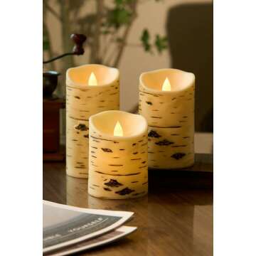 Birch Bark LED Candles - Flameless & Remote Controlled