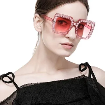 Shop MEETSUN Elton Rhinestone Sunglasses - Pink Glam