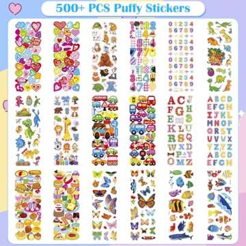 Puffy Stickers for Kids - 500+ Cute 3D Stickers Pack