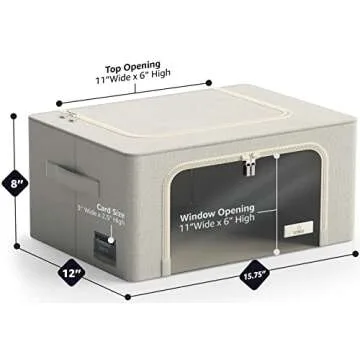 Sorbus Storage Bins with Metal Frame - Stackable & Foldable Clothes Organizer Bags - Oxford Fabric Storage Containers with Large Clear Window & Carry Handles, Bedroom Organization for Bedding & Linen