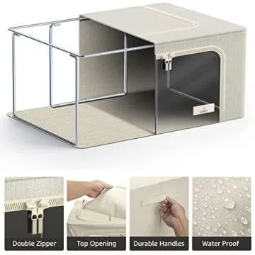 Sorbus Storage Bins with Metal Frame - Stackable & Foldable Clothes Organizer Bags - Oxford Fabric Storage Containers with Large Clear Window & Carry Handles, Bedroom Organization for Bedding & Linen