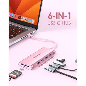 LENTION USB C Hub with 4K HDMI, 3 USB 3.0, SD/Micro SD 3.0 Card Reader, Compatible 2023-2016 MacBook...