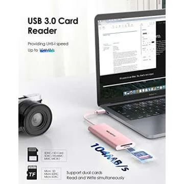LENTION USB C Hub with 4K HDMI, 3 USB 3.0, SD/Micro SD 3.0 Card Reader, Compatible 2023-2016 MacBook Pro, New Mac Air/Surface, Chromebook, iPhone15 or More, Stable Driver Adapter (C34, Rose Gold)