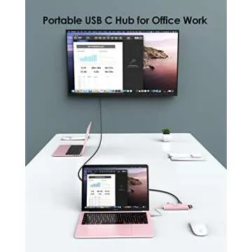 LENTION USB C Hub with 4K HDMI, 3 USB 3.0, SD/Micro SD 3.0 Card Reader, Compatible 2023-2016 MacBook Pro, New Mac Air/Surface, Chromebook, iPhone15 or More, Stable Driver Adapter (C34, Rose Gold)