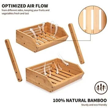 2 Tier Bamboo Fruit Basket for Kitchen Counter Organization