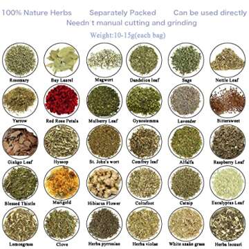 30Pcs Dried Herbs for Witchcraft, Witchcraft Supplies kit, Witch herbs set and dried herbs and flowe...