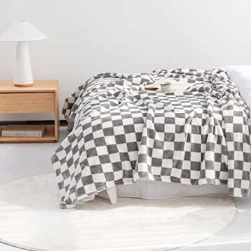 LOMAO Checkerboard Flannel Throw Blanket - Soft & Cozy