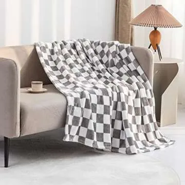 LOMAO Checkerboard Flannel Throw Blanket - Soft & Cozy