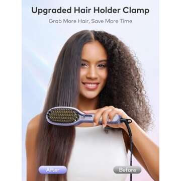 Llano Hair Straightener Brush, Upgraded Ionic Hair Straightener and Curler 2 in 1 with Holder Clamp,...