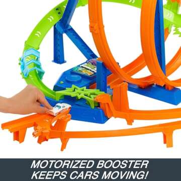 Hot Wheels Toy Car Track Set Action Epic Crash Dash with 1:64 Scale Vehicle & 5 Action Zones, Powered by Motorized Booster
