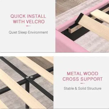 VECELO Queen Size Platform Bed Frame with Height Adjustable Upholstered Headboard, Modern Mattress Foundation,Strong Wood Slat Support, No Box Spring Needed, Easy Assembly