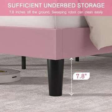 VECELO Queen Size Platform Bed Frame with Height Adjustable Upholstered Headboard, Modern Mattress Foundation,Strong Wood Slat Support, No Box Spring Needed, Easy Assembly