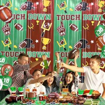 Superbowl Football Party Foil Fringe Curtains 2 Pack 3.3x6.6ft