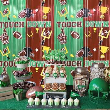 Superbowl Football Party Foil Fringe Curtains 2 Pack 3.3x6.6ft