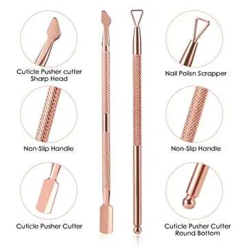 Cuticle Trimmer with Cuticle Pusher and Cutter,YINYIN Cuticle Remover Cutter Nipper Clippers Durable Pedicure Manicure Tools for Fingernails and Toenails(D501-RoseGold)…