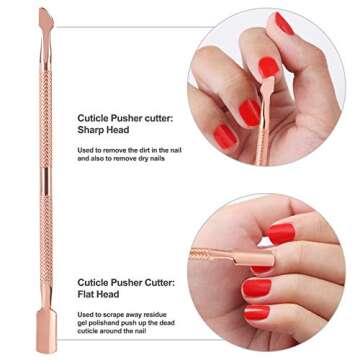 Cuticle Trimmer with Cuticle Pusher and Cutter,YINYIN Cuticle Remover Cutter Nipper Clippers Durable Pedicure Manicure Tools for Fingernails and Toenails(D501-RoseGold)…