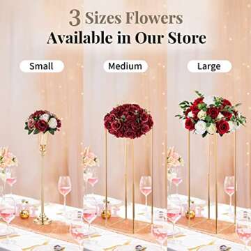 NUPTIO Artificial Flower Centrepieces for Tables - 2 Pcs Burgundy & Dusty Rose & Creamy White Fake Flowers Roses Balls 9.5in Diameter - Silk Faux Rose Arrangement for Wedding Party Table Decor