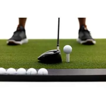 Commercial Golf Mat - 5x5 Feet Premium Turf Indoor/Outdoor Golf Mat. Bonus Ball Tray + 3 Rubber Golf Tees (30mm)