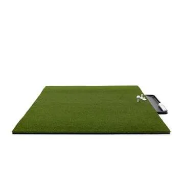 Commercial Golf Mat - 5x5 Feet Premium Turf Indoor/Outdoor Golf Mat. Bonus Ball Tray + 3 Rubber Golf Tees (30mm)