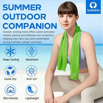 Sukeen [4 Pack] Cooling Towel - Breathable Microfiber for Sports, Yoga, and Outdoor Activities