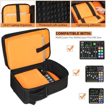 GMAK Audio Mixer Backpack Compatible with RODECaster Pro, RODECaster Pro II, RC Duo, DJ Mixer Travel...