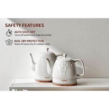 Toptier Electric Ceramic Tea Kettle for Effortless Boiling