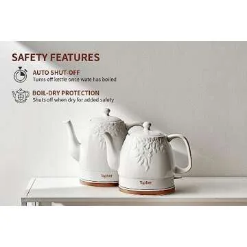Toptier Electric Ceramic Tea Kettle for Effortless Boiling